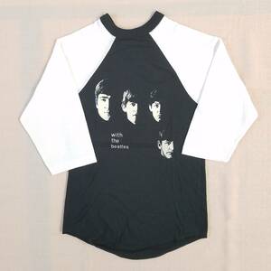 魅惑のバンドT特集! 80sデッドストック『THE BEATLES(ザ・ビートルズ) / with the beatles』ラグランTシャツ 米国製 黒×白 S／ロックT