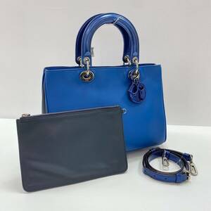 1円 クリスチャンディオール Christian Dior 2Wayバッグ ブルー ハンドバッグ ショルダーバッグ YH452