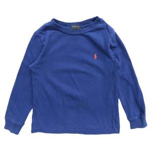 古着 キッズ ラルフローレン POLO RALPH LAUREN ロングスリーブTシャツ ロンT 長袖 ワンポイント ネイビーブルー サイズ表記：4T　gd36652