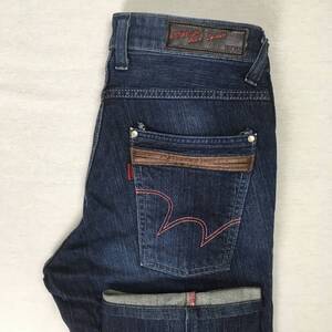 EDWIN エドウィン EGF503 EDGE OF BLUE JEANS 日本製 W30 ジーンズ ストレッチ デニム パンツ フラップ ジップフライ ユーズド加工