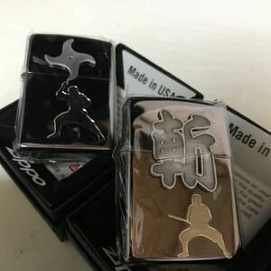 ZIPPO ジッポ 忍者 侍 手裏剣 刀 メタル貼り 2個セット 未使用