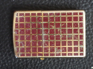 中古 ジッポー ZIPPO 2003年式 ゴールドメッキ タイル柄 刻印 ケース: 03 A インサイドユニット: 03 E 管理No.0061