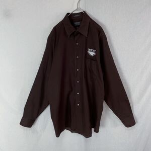 ARROW 長袖ワークシャツ　古着　151/2 34/35 ダークブラウン　ヴィンテージ 企業ロゴ　WORK WEAR