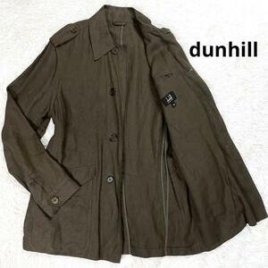 【イタリア製】dunhill ダンヒル リネン ミリタリージャケット M-65 [XS] (メンズ S~M 相当) オリーブグリーン フィールドジャケット