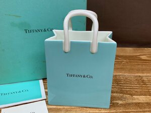 【N-6792】未使用 TIFFANY＆CO. ティファニー TCO ショッピングバッグ オーナメント 置物 花瓶 陶器 同梱可 東京直接可【千円市場】