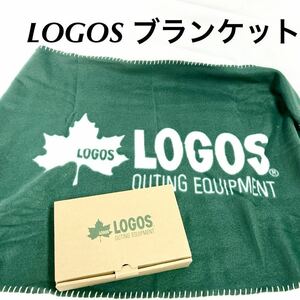 ▲未使用 LOGOS ロゴス ブランケット 90×60cm ポリエステル100% グリーン 持ち運び 車内 社内 箱付き 景品【OTNA-845】