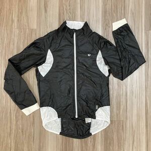 送料230★パールイズミ L メンズ AIRSHIELD LIGHT 超軽量 ウインドブレーカー 脇下メッシュ PEARL IZUMI ポケッタブル 良質品 394 黒×白