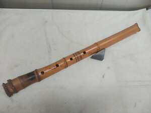 希少!!　レトロ!!　本竹製 尺八 銘無し【 全長55cm 重量300g 】中古品 中継 二本継 和楽器 コレクション／11