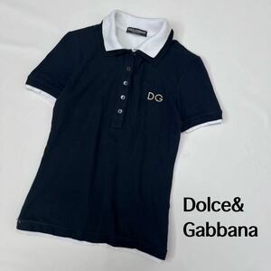 ドルチェ＆ガッバーナ Dolce&Gabbana 半袖　ポロシャツ　トップス　レディース　シャツ　ネイビー 半袖ポロシャツ　Tシャツ　ブラウス