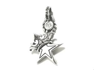 ☆美品 定価￥40,700 本物 正規品 ロイヤルオーダー Small Star Crown w/ CZ Jr スモール スター クラウン ペンダントトップ シルバー925☆