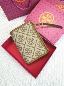 新品TORY BURCH トリーバーチ ミニ財布 ミニウォレット 折りたたみ財布 Tモノグラム コントラスト エンボス バイフォールド ウォレット ア