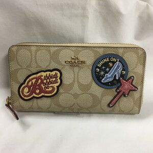 未使用 COACH 長財布 ディズニーコラボ ラウンドファスナー レディース C1946 ベージュ [jgg]