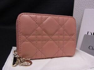 ■新品■未使用■ ChristianDior クリスチャンディオール レディディオール カナージュ レザー コインケース 小銭入れ ピンク系 AQ3043