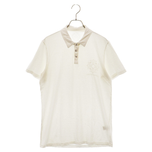 CHROME HEARTS クロムハーツ CH POLO S/S BSフレアロジウムボタン CHロゴプリント 半袖ポロシャツ ホワイト