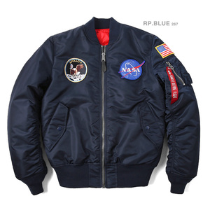 Alpha Industries ( アルファインダストリーズ ) - NASA ナサコラボ MA1 MA-1 フライトジャケット Mサイズ 紺色 (新品 タグ付き 未着用品)