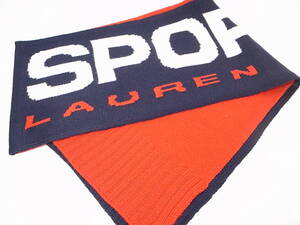 【送料無料 即決】POLO SPORT RALPH LAUREN カラーブロック マフラー183cm x 25.5cm ニットスカーフ KNIT SCARF ネイビーxレッド紺x赤 新品