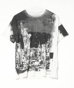 「Christian Dior」 New York コットン＆リネン ジャージー 半袖Tシャツ S ブラック レディース