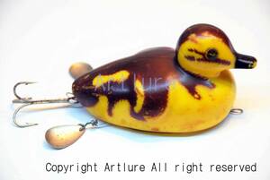 Vintage Cree-Duck Fishing Lure ,, Bill Szabo~ Yellow Brown Duck Fishing Lure ~ 面白珍品蒐集家向け、