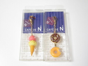 カフェドエヌ CAFE DE N ニック NIC スイーツ ストラップ アイス ドーナツ ミニチュア ２点セット ※スクイーズではありません