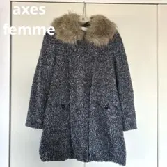 ✨美品です❤️✨axes femme ロングコート　ツイード　ブラック