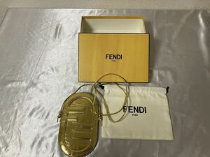 60 【未使用品】1円〜 フェンディ フォンホルダー ショルダー ポーチ スマホケース FFロゴ ゴールド FENDI