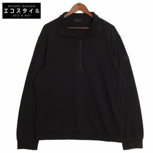 MONCLER モンクレール 22年製 ブラック MAGLIA MANICA LUNGA ハーフジップスウェット ブラック XXL トップス コットン メンズ 中古