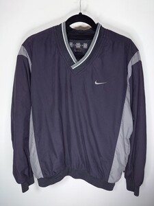 ナイキ ゴルフ プルオーバージャケット M Vネック NIKE GOLF 黒 ブラック 汚れあり 内側生地剥がれあり