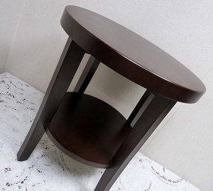 (☆BM)☆[SALE]木製 丸型 カフェテーブル センターテーブル サイドテーブル 高さ55.3×直径50㎝ クラッシック 机 座卓 コンソール レトロ