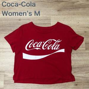 【送料無料】Coca-Colaショート丈半袖Tシャツ赤　レディースMサイズ　コカコーラヘソ出し