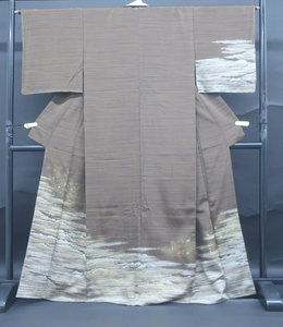 《京都一輝堂》【着物】 訪問着 金彩 雲文様 身丈約167cm 裄丈約66cm R6Z-58