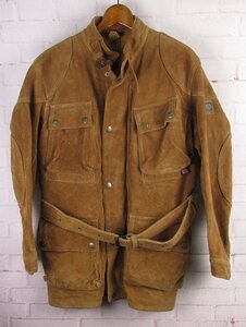 FJ26119 BELSTAFF ベルスタッフ スエード レザージャケット イタリア製 ブラウン系 S