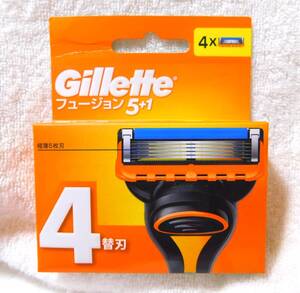 ※◆【未開封】ジレット フュージョン 替刃4コ入 極薄5枚刃 Gillette FUSION 5+1 パッケージ新デザイン◆ 送料140円～