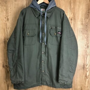 DICKIES HOODED PADDING COTTON JACKET ディッキーズ フェイクレイヤード ジャケット メンズXLサイズ ヴィンテージ 古着 e24021732