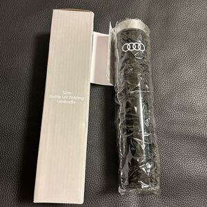 未使用★Audi/アウディ　折りたたみ傘 スリムボトルケース付き/UVカット加工　黒/ブラック　純正 ノベルティ★