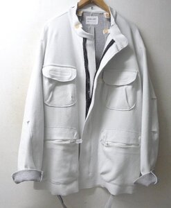 ◆HELMUT LANG ヘルムートラング 希少 大きいサイズ 90s ヴィンテージ パラシュート スウェット M-65 ジャケット 白系 サイズM　本人期