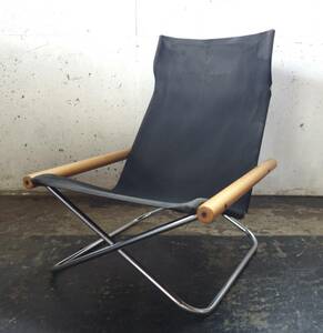 レトロ　デザイナーズファニチャー　 レア　貴重　当時物 ＊NY CHAIR ニーチェア ＊DESIGN 新居猛　Takeshi Nii ＊張地　ブラック系　