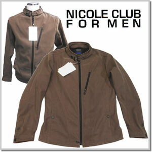 ニコルクラブフォーメン NICOLE CLUB FOR MEN フロッキージャージ レザーライクライダース 4464-3700-29-48(L) ブルゾン ジャンバー