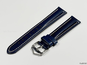 ラグ幅：18mm ブルー系 コードバン 本革 レザーベルト ハンドメイド 尾錠付き レザーバンド 腕時計ベルト LB101