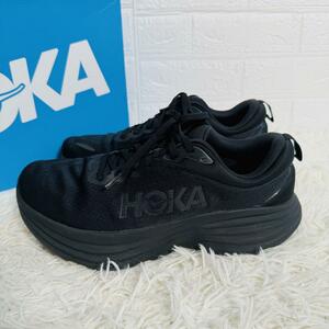 未使用品級 27.5cm ● HOKA ホカ ● BONDI8 ボンディ8 ● メンズ ワイド 黒 ブラック ● ランニング ウォーキング