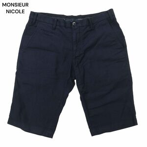 MONSIEUR NICOLE ムッシュ ニコル 春夏 ストレッチ ハーフ ショート パンツ Sz.48　メンズ ネイビー　C4B02702_6#P