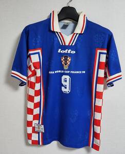 98W杯 クロアチア(A)＃9 Suker ダヴォール・シューケル 半袖 lotto正規 1998 World Cup仕様 M-2