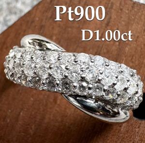 新品磨き済◆Pt900*12号*1.00ct*プラチナパヴェダイヤモンドリング