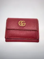 GUCCI 3ツ折サイフ_GGマーモント レザー レッド レディース