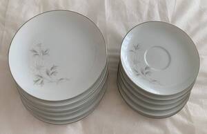 NORITAKE ノリタケ CHINA JAPAN ROWENA 6322 2種類のお皿合計12枚（直径:約18cm 厚み:約2cm、6枚)、(直径:約15cm、厚み:約2cm、6枚)