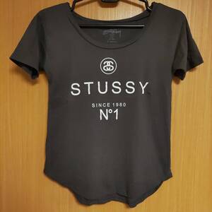 貴重☆2012年ハワイ購入☆STUSSYレディースTシャツ米製XSサイズ日本のM～L相当ステューシーSSリンクロゴ半袖Tシャツ黒×白オアフ島ホノルル