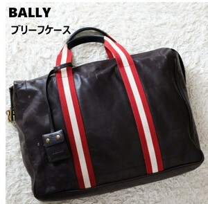 【美品】BALLY バリー ブリーフケース ハンドバッグ 大容量 トレインスポッティング A4可 PC レザー キャンバス ブラウン 茶 ビジネス