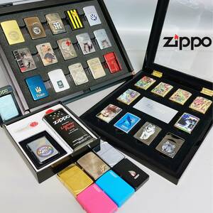 F：【ZIPPO ジッポーのみ】大量 まとめて 33個セット ZIPPO純正収納ケース付き ライター （タバコメーカー・アニメ・阪神など色々）