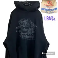 【希少】USA製　スウェット　パーカー　CARLYLE ブラック　XL