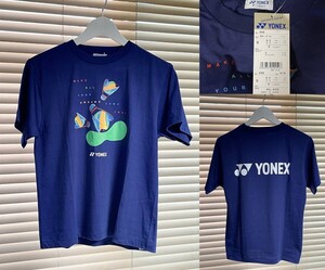 【新品 定価2400円 国内正規品】YONEX ヨネックス SPORTS WEAR コットン ポリ バドミントン ロゴ プリント 半袖 Tシャツ S ネイビーブルー