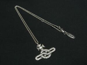 1円 ■美品■ Vivienne Westwood ヴィヴィアンウエストウッド オーブ ラインストーン ネックレス アクセサリー シルバー系 FL0850